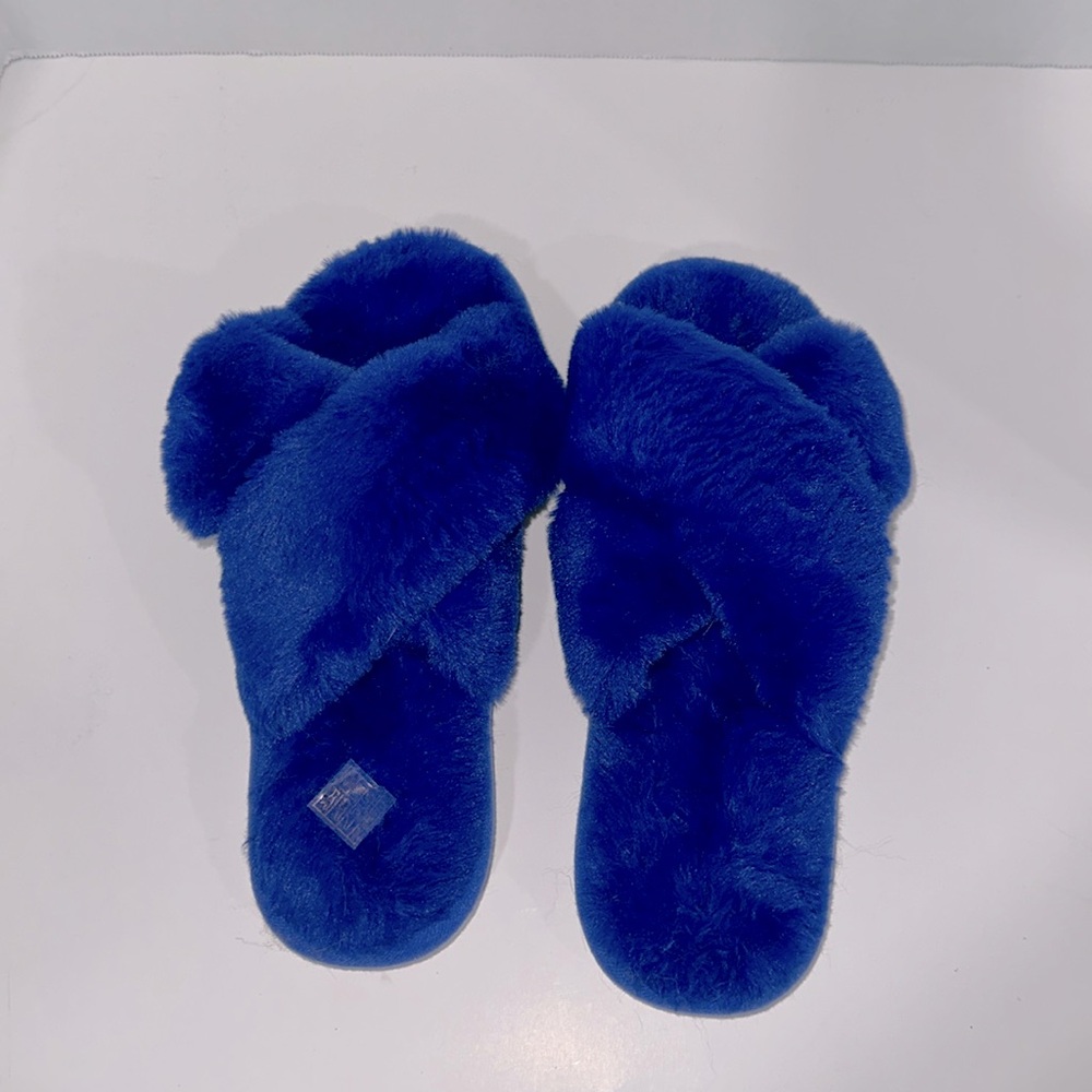 Blue Fluffy Slippers